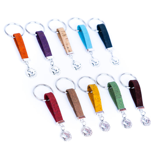 Colorful cork with dolphin pendant accessories handmade keychains I-101-MIX-10