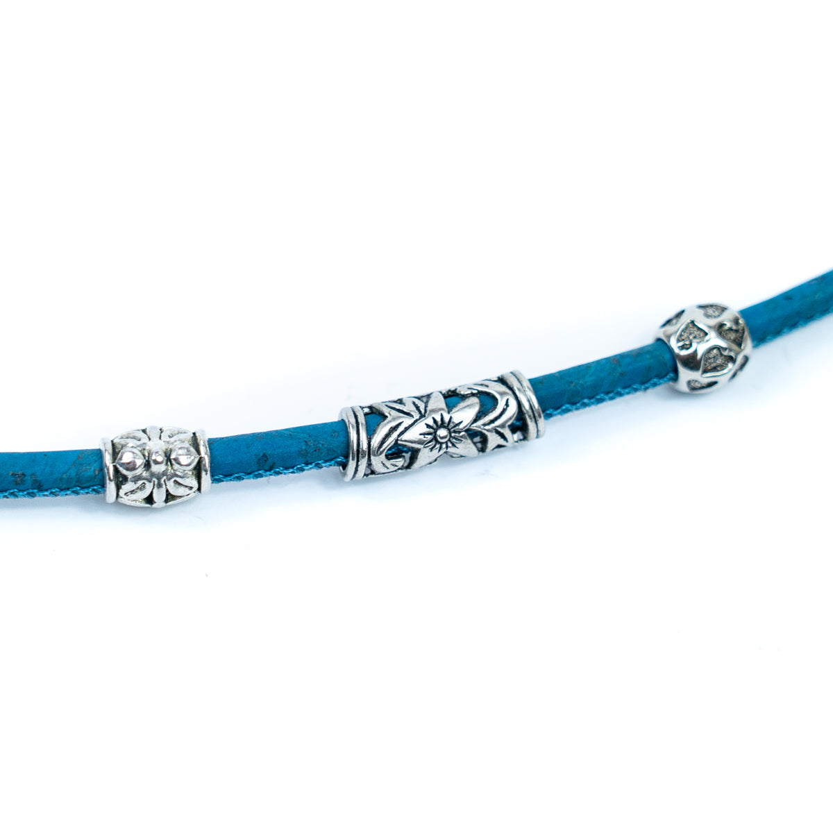 Turquoise  5mm round cork cord COR-641(10 meters)