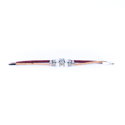 3MM round colored cork cord and owl alloy accessories handmade women's bracelet  BR-413-MIX-5