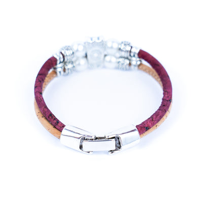 3MM round colored cork cord and owl alloy accessories handmade women's bracelet  BR-413-MIX-5