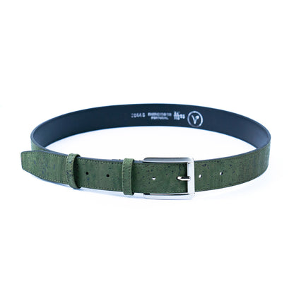 Men’s Cork Belt with Silver Rectangular Buckle L-1039