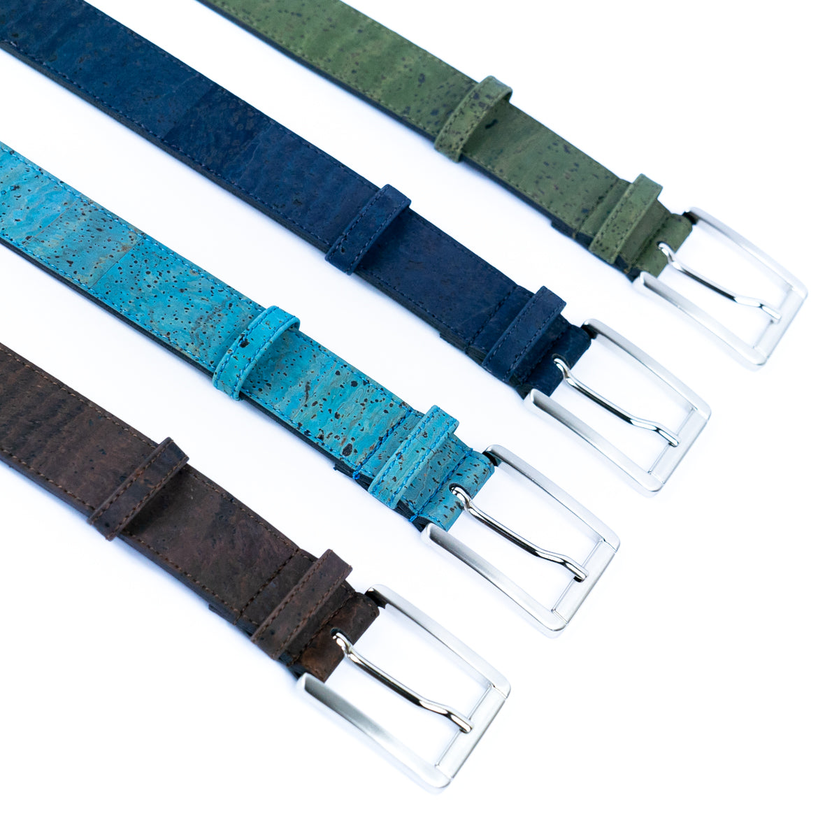 Men’s Cork Belt with Silver Rectangular Buckle L-1039