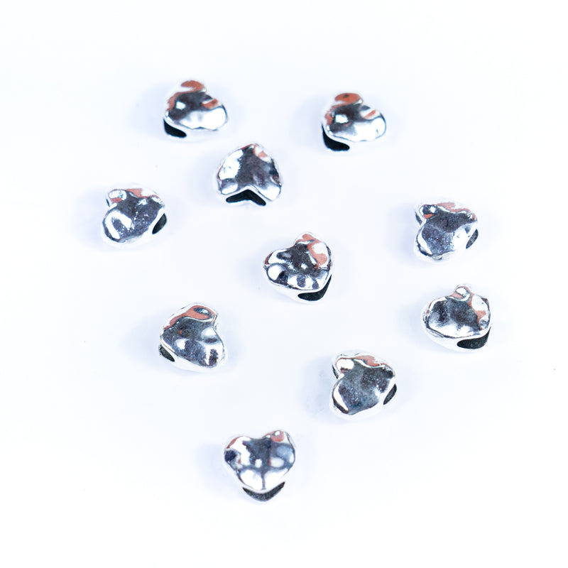 10PCS For about 5mm leather antique silver heart beads forJewelry supply Findings -D-5-5-262