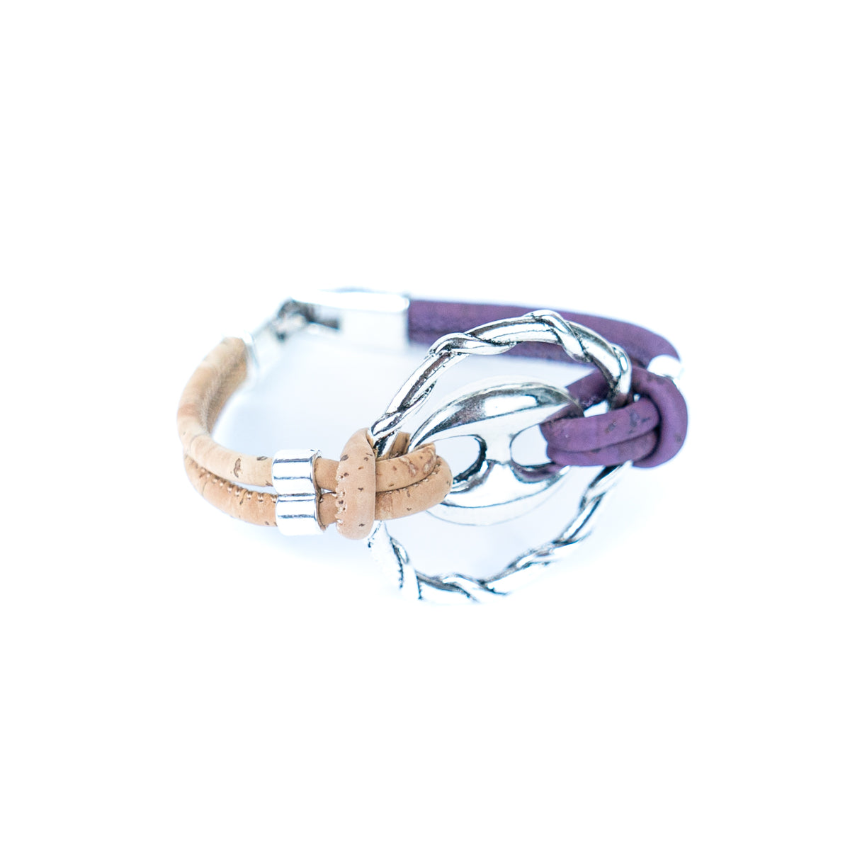 Natural cork cord and alloy hardware ring handmade women's fashion bracelet DBR-040-MIX-5