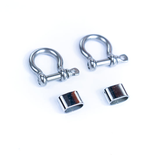 2Pcs for Shackle Clasp Stainless steel leather clasp , antique silver, jewelry supplies jewelry finding D-1-4