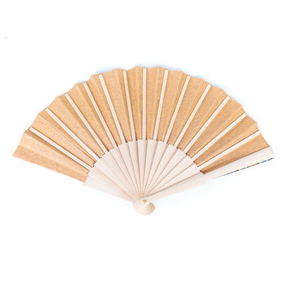 Cork Antique Wooden Folding Hand Fan L-074-12（12units）