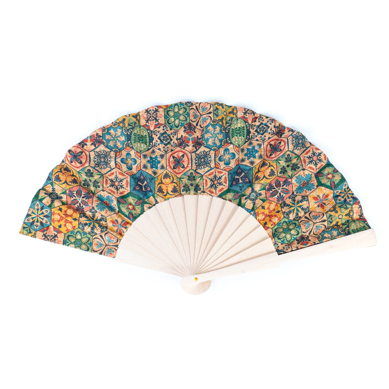 Cork Antique Wooden Folding Hand Fan L-073-12（12units）