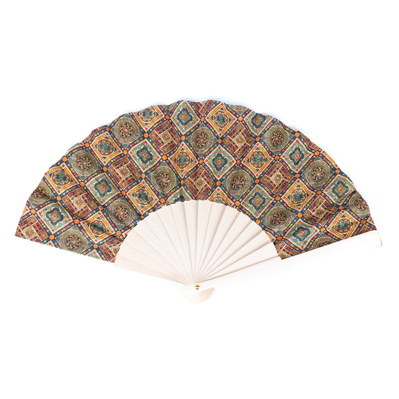 Cork Antique Wooden Folding Hand Fan L-073-12（12units）