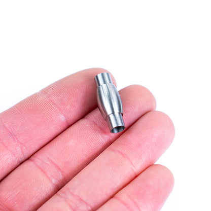 2Pcs for about 5mm round Stainless steel leather clasp , antique silver, jewelry supplies jewelry finding D-1-7