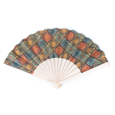 Cork Antique Wooden Folding Hand Fan L-074-12（12units）