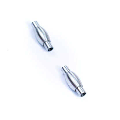 2Pcs for about 3mm round Stainless steel leather clasp , antique silver, jewelry supplies jewelry finding D-1-8