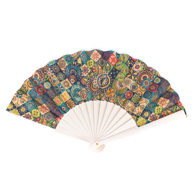 Cork Antique Wooden Folding Hand Fan L-075-12（12units）