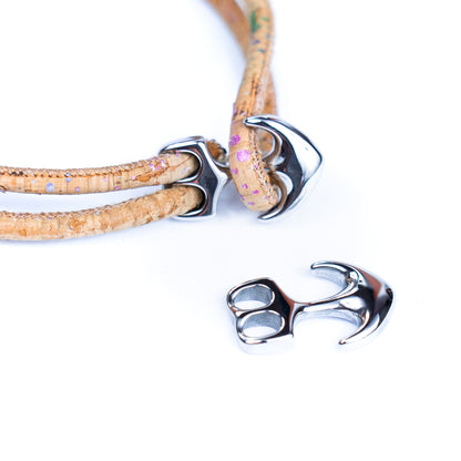 2Pcs Stainless Steel Double Hole Anchor Leather Cord Buckle jewelry finding D-1-9