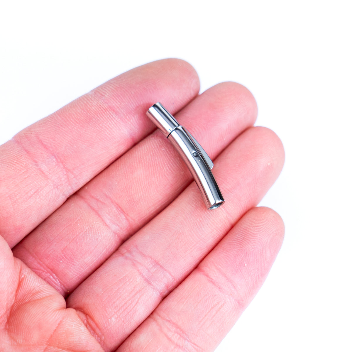 2Pcs about 3mm Round Stainless Steel Curved Snap Clasp Cord End – Suitable for Cork Cord and Leather Cord D-1-11