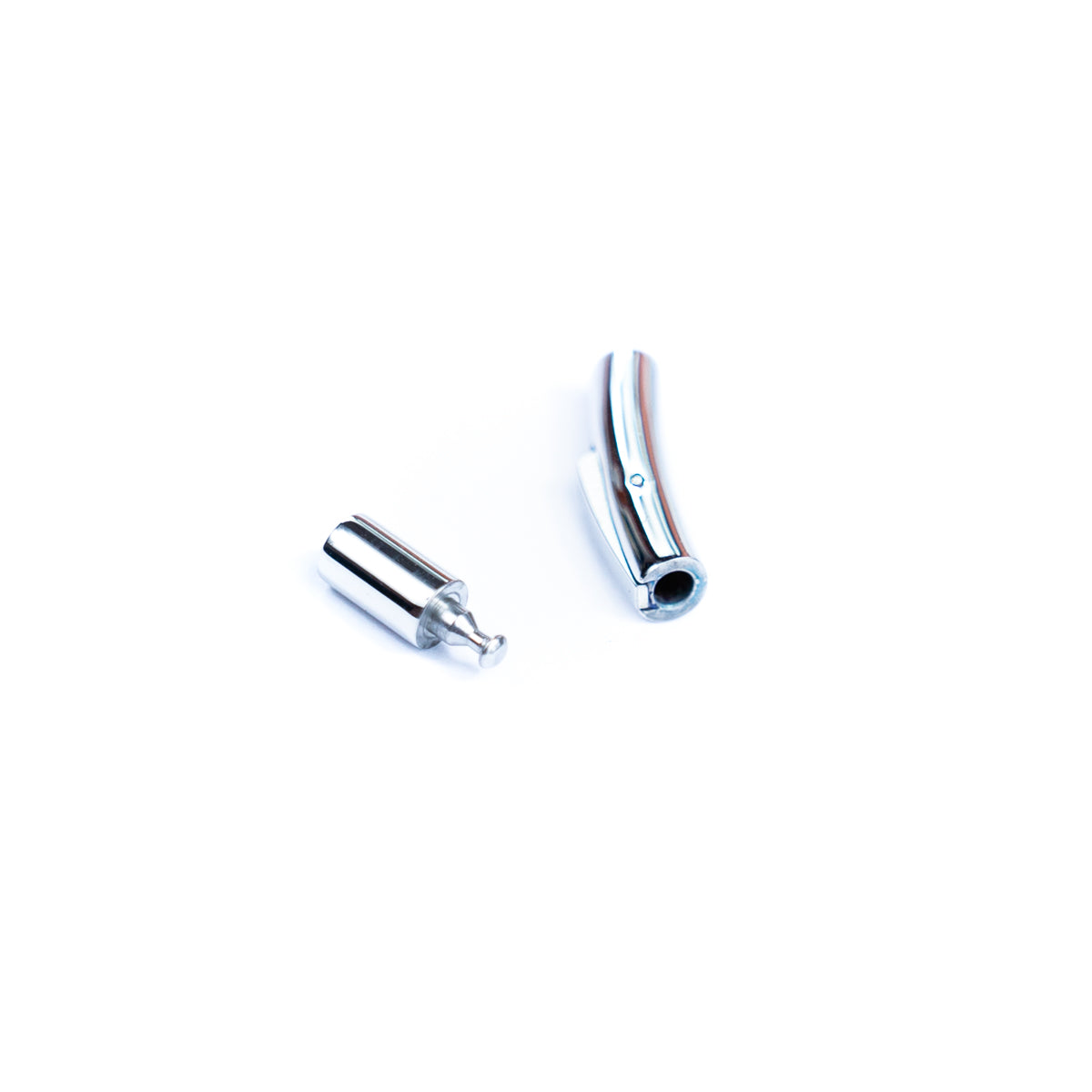 2Pcs about 3mm Round Stainless Steel Curved Snap Clasp Cord End – Suitable for Cork Cord and Leather Cord D-1-11