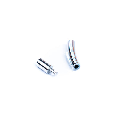 2Pcs about 3mm Round Stainless Steel Curved Snap Clasp Cord End – Suitable for Cork Cord and Leather Cord D-1-11