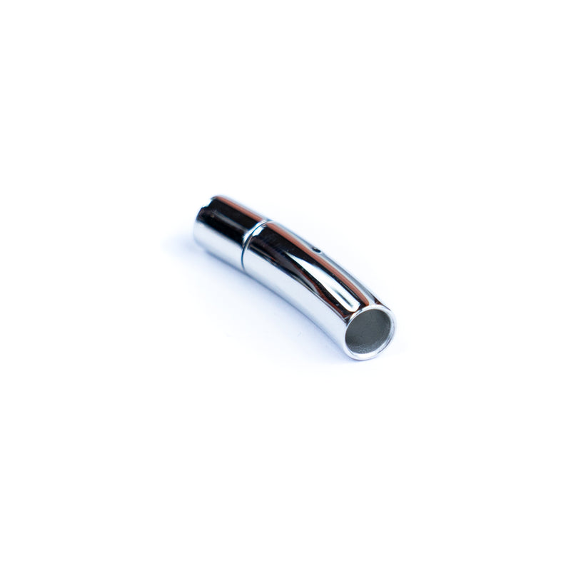 2Pcs about 5mm Round Stainless Steel Curved Snap Clasp Cord End – Suitable for Cork Cord and Leather Cord D-1-12