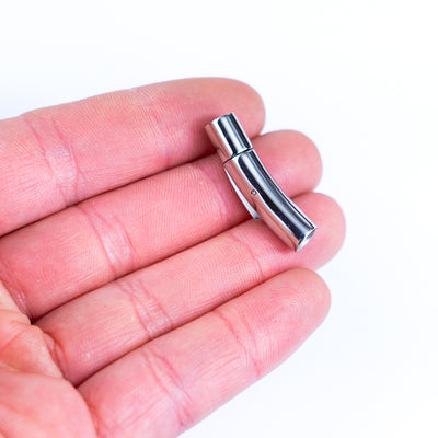 2Pcs about 5mm Round Stainless Steel Curved Snap Clasp Cord End – Suitable for Cork Cord and Leather Cord D-1-12