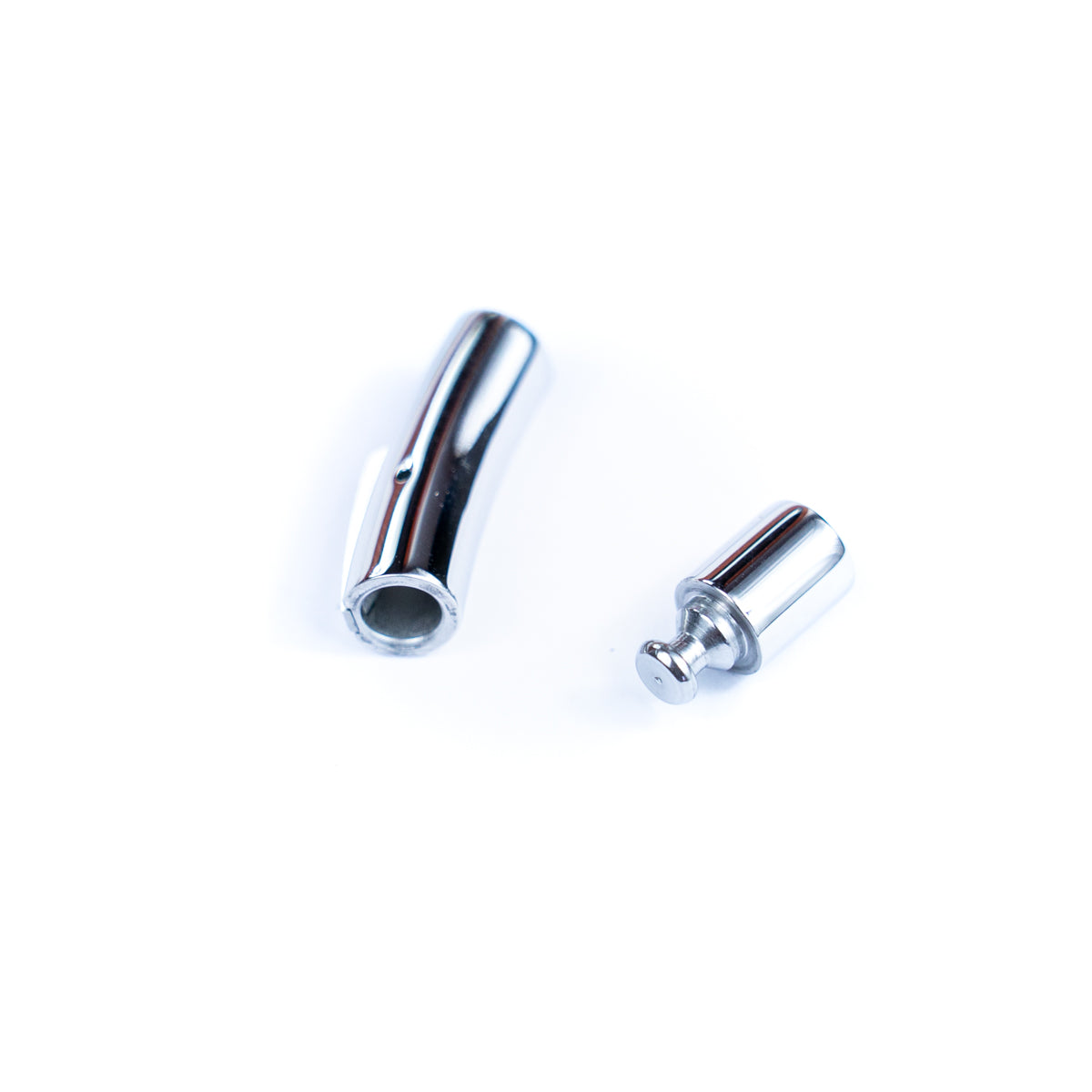 2Pcs about 5mm Round Stainless Steel Curved Snap Clasp Cord End – Suitable for Cork Cord and Leather Cord D-1-12