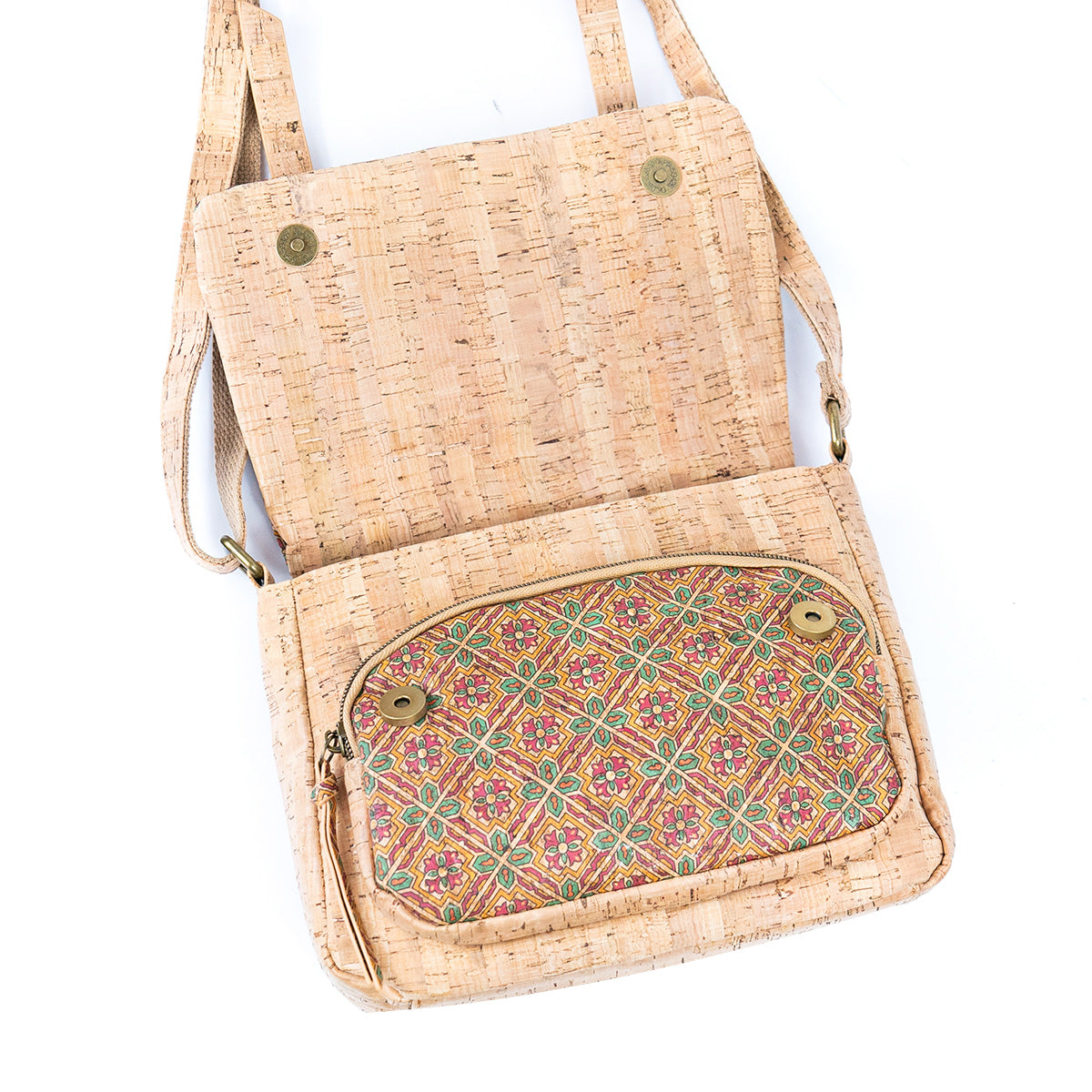 Printed Cork Messenger Crossbody Bag — BAGD-630