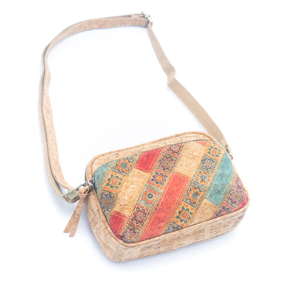 Floral & Mosaic Cork Crossbody Bag – Eco-Friendly & Stylish BAGF-057