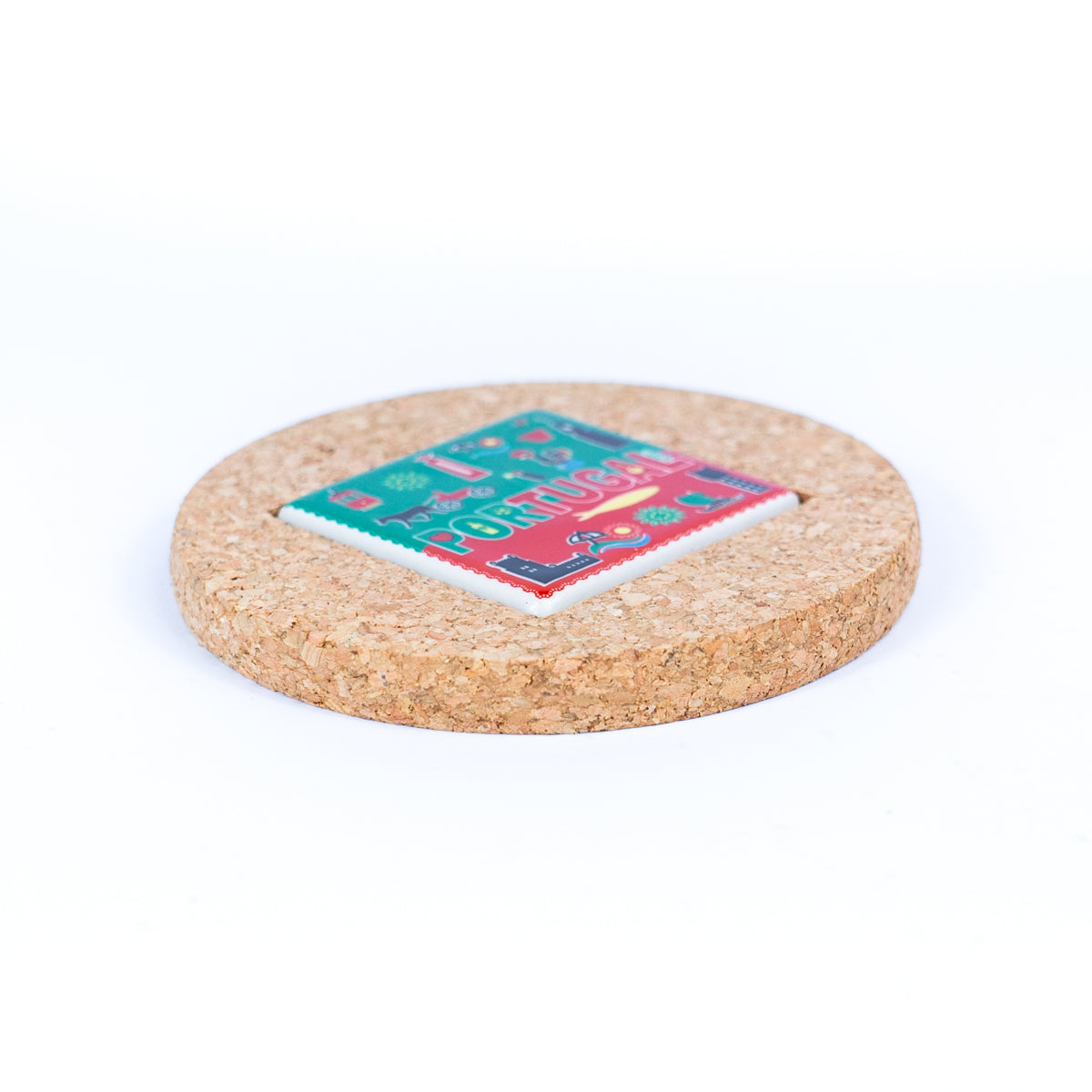 (5units)Vintage Cork and Ceramic Tile Coaster Cup Pad L-069