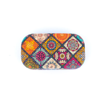 Printed Cork Contact Lens Case , Compact Design with Mirror （24units）L-105-MIX-24