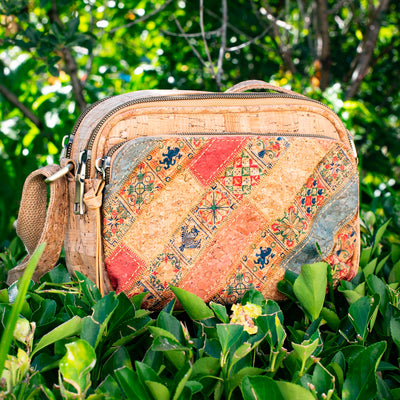 Floral & Mosaic Cork Crossbody Bag – Eco-Friendly & Stylish BAGF-057