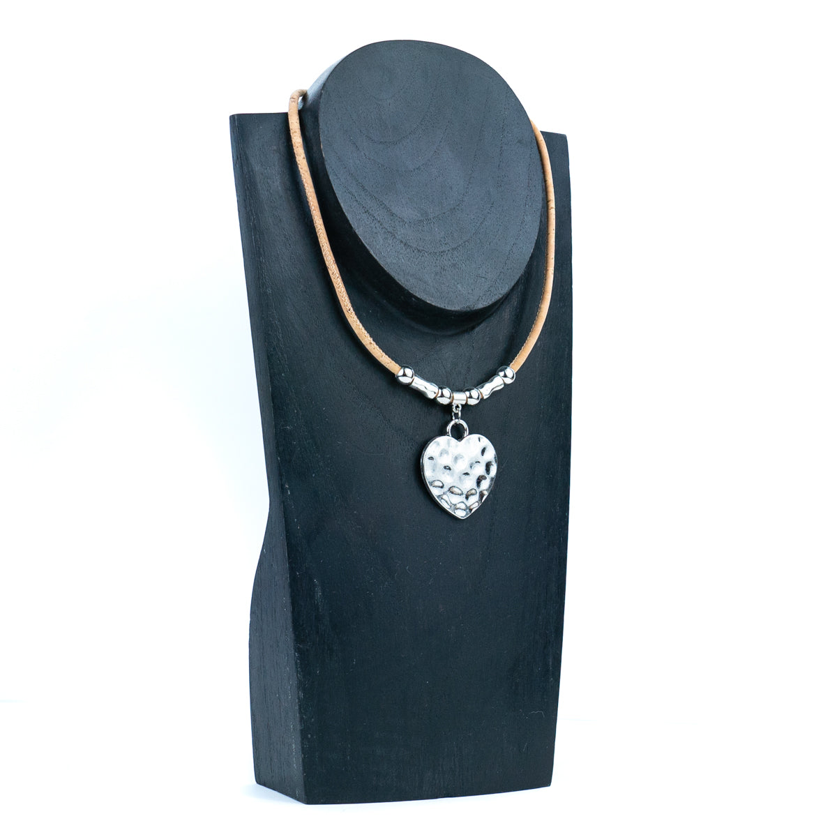 Natural cork cord and a heart  shape Pendant handmade women's fashion necklace NE-1076-5