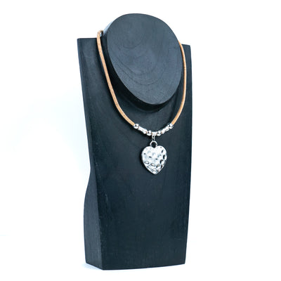 Natural cork cord and a heart  shape Pendant handmade women's fashion necklace NE-1076-5