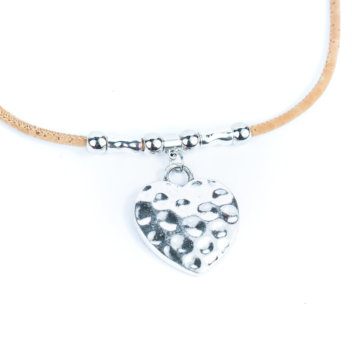 Natural cork cord and a heart  shape Pendant handmade women's fashion necklace NE-1076-5