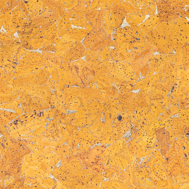 Golden Yellow Cork Fabric with Metallic Details - 0.9mm Thickness COF-581