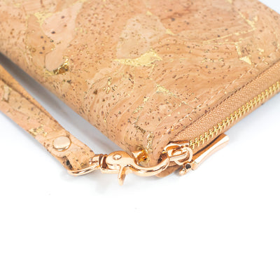 Golden cork with accents  women card zipper vegan wallet BAG-2049