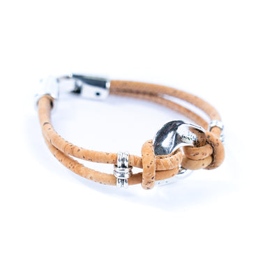 3MM round natural cork thread Handmade Bracelet BR-460-5