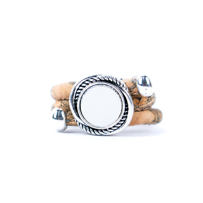 3mm Round Natural Mixed Cork Wire Handmade Women's Ring  RW-035-10