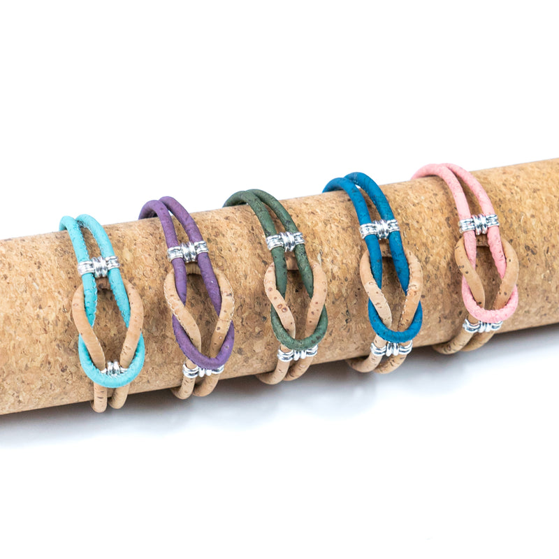 5 colors of cork wire and alloy accessories handmade fashion bracelets  BR-232-MIX-5