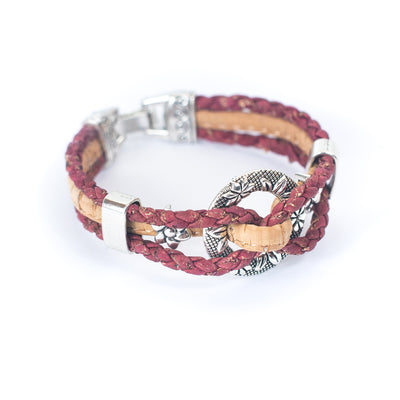 Natural red woven cork thread handmade bracelet  BR-007-5
