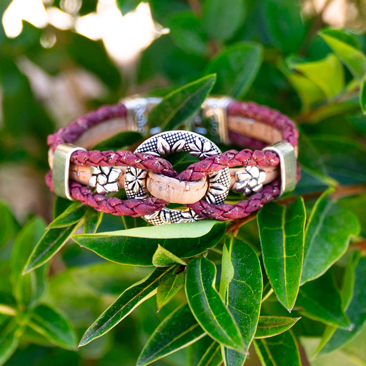 Natural red woven cork thread handmade bracelet  BR-007-5