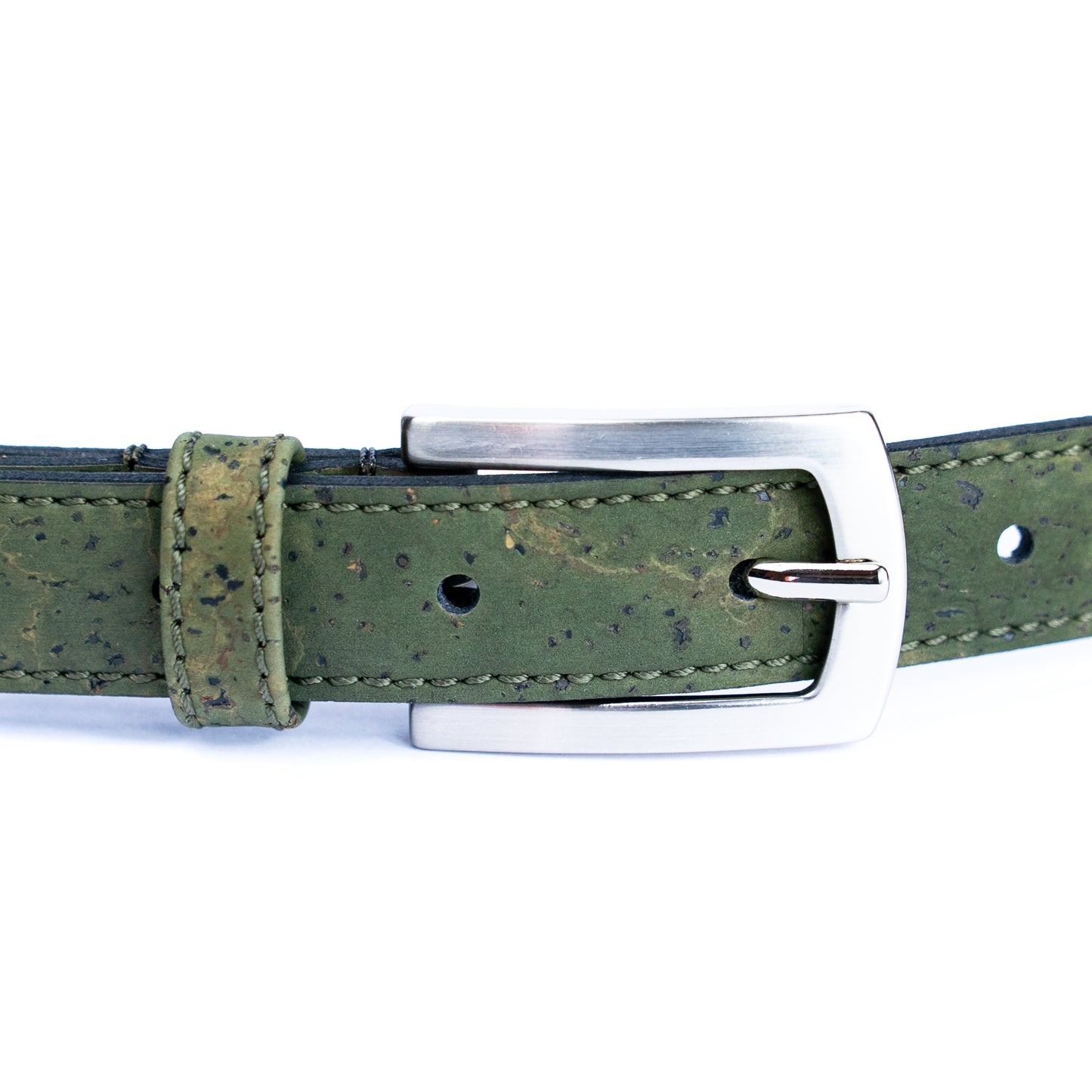 Women’s Slim Cork Belt with Silver BuckleL-1062