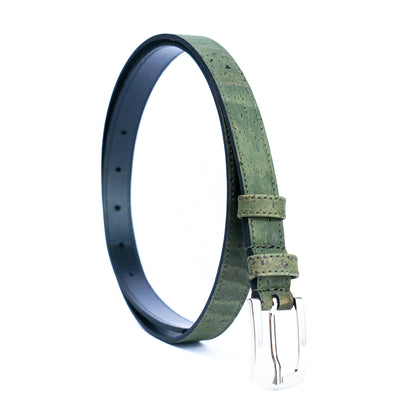 Women’s Slim Cork Belt with Silver BuckleL-1062