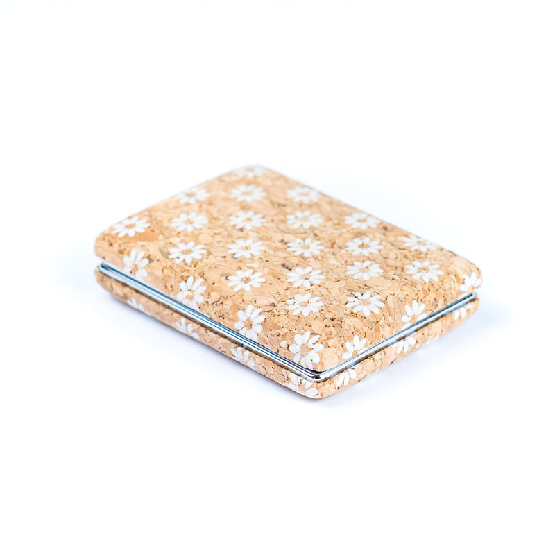 Rectangular Cork Compact Mirror with Floral Design L-855-MIX-12 (12units)