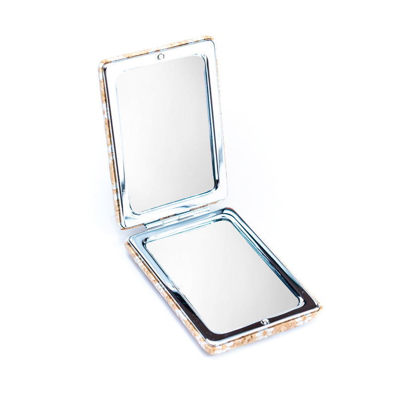 Rectangular Cork Compact Mirror with Floral Design L-855-MIX-12 (12units)