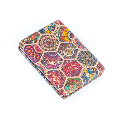 Rectangular Cork Compact Mirror with Floral Design L-856-MIX-12 (12units)