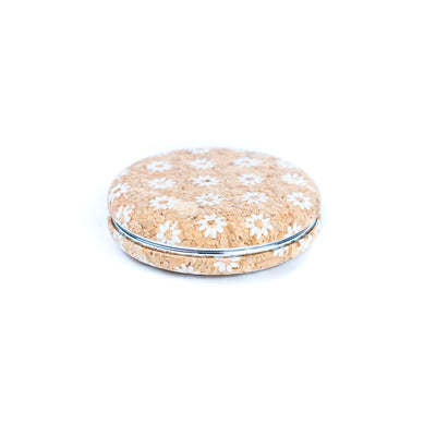 Round Cork Compact Mirror with Floral Design L-854-B-10（10units）