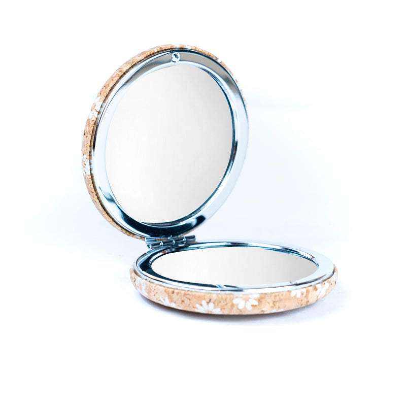 Round Cork Compact Mirror with Floral Design L-854-B-10（10units）