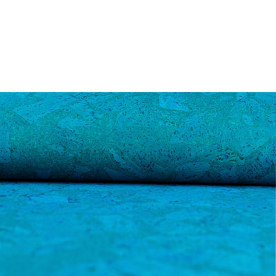 Turquoise Block Cork Fabric with Black Microfiber Backing COF-526-C