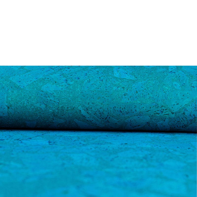 Turquoise Block Cork Fabric with Black Microfiber Backing COF-526-C