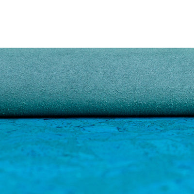 Turquoise Block Cork Fabric with Black Microfiber Backing COF-526-C