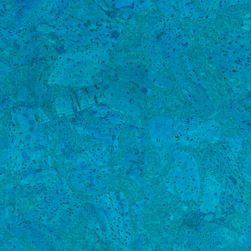 Turquoise Block Cork Fabric with Black Microfiber Backing COF-526-C