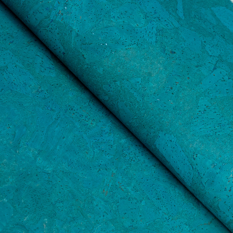 Turquoise Chunk Cork Fabric COF-526-B